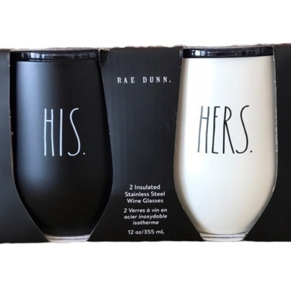 Rae Dunn, *Couples Mug Collection* ‘His/Hers’ insulated cups. NWT